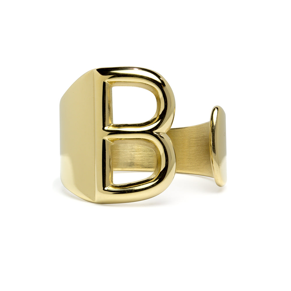 Anillo de Acero con Inicial Grabada