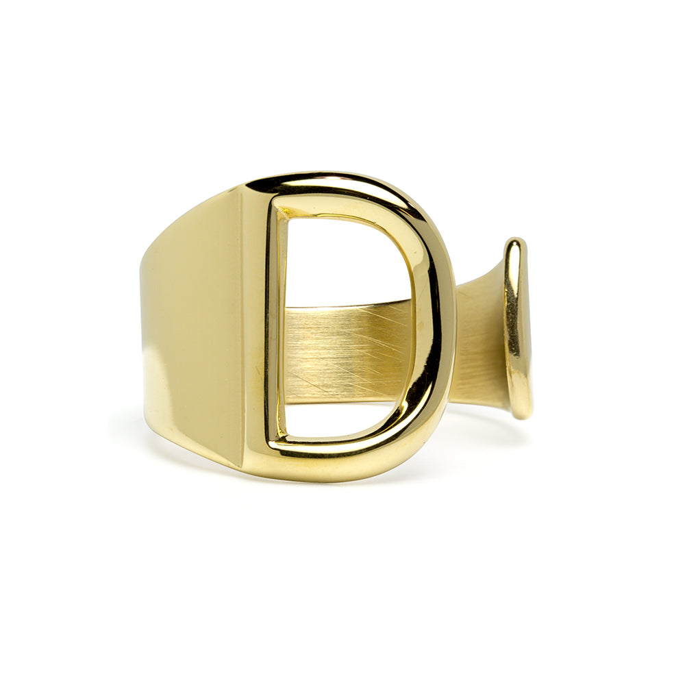 Anillo de Acero con Inicial Grabada