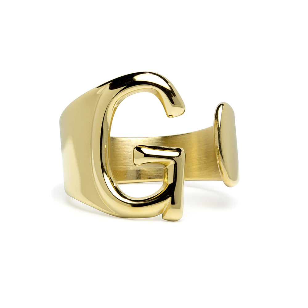 Anillo de Acero con Inicial Grabada