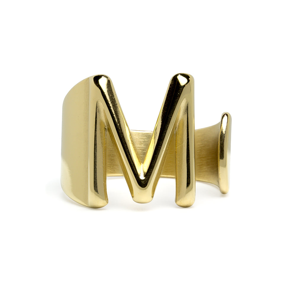 Anillo de Acero con Inicial Grabada