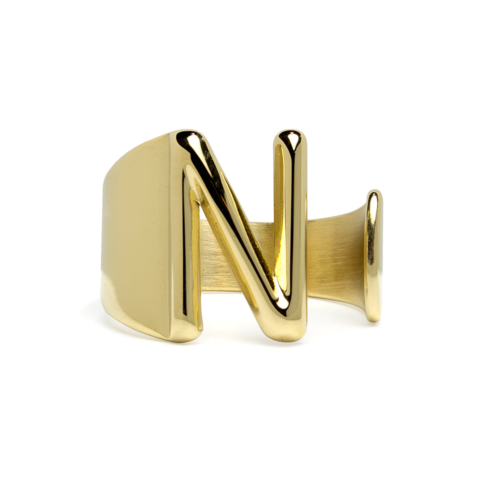 Anillo de Acero con Inicial Grabada