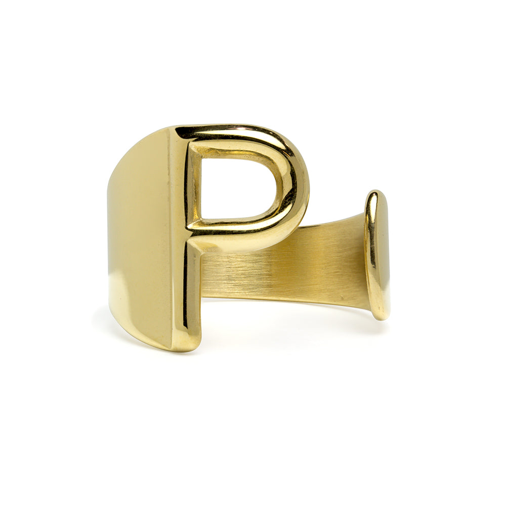 Anillo de Acero con Inicial Grabada