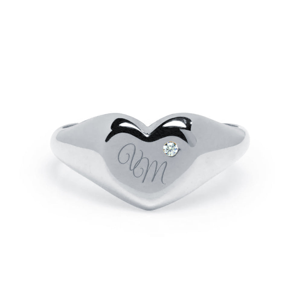Anillo Sello Heart de Oro Personalizado