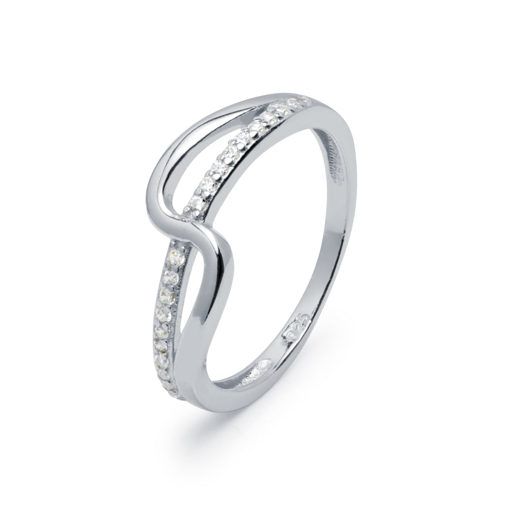 Anillo Onda y Circonitas