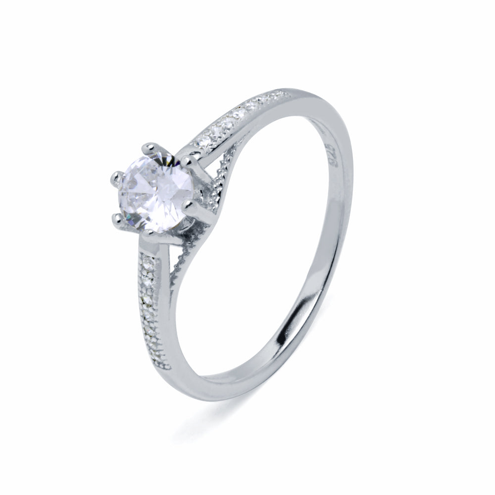 Anillo Americano con Circonita Redonda