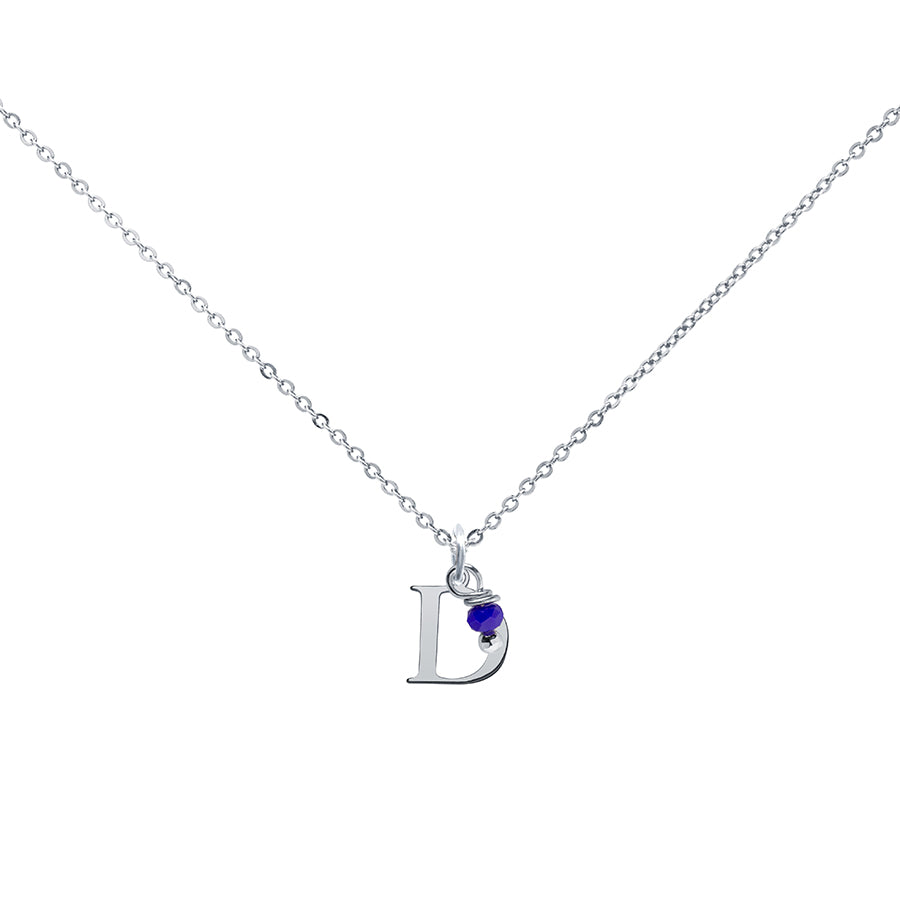 Colgante Charm Azul de Acero con Inicial Grabada