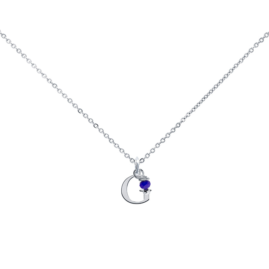 Colgante Charm Azul de Acero con Inicial Grabada