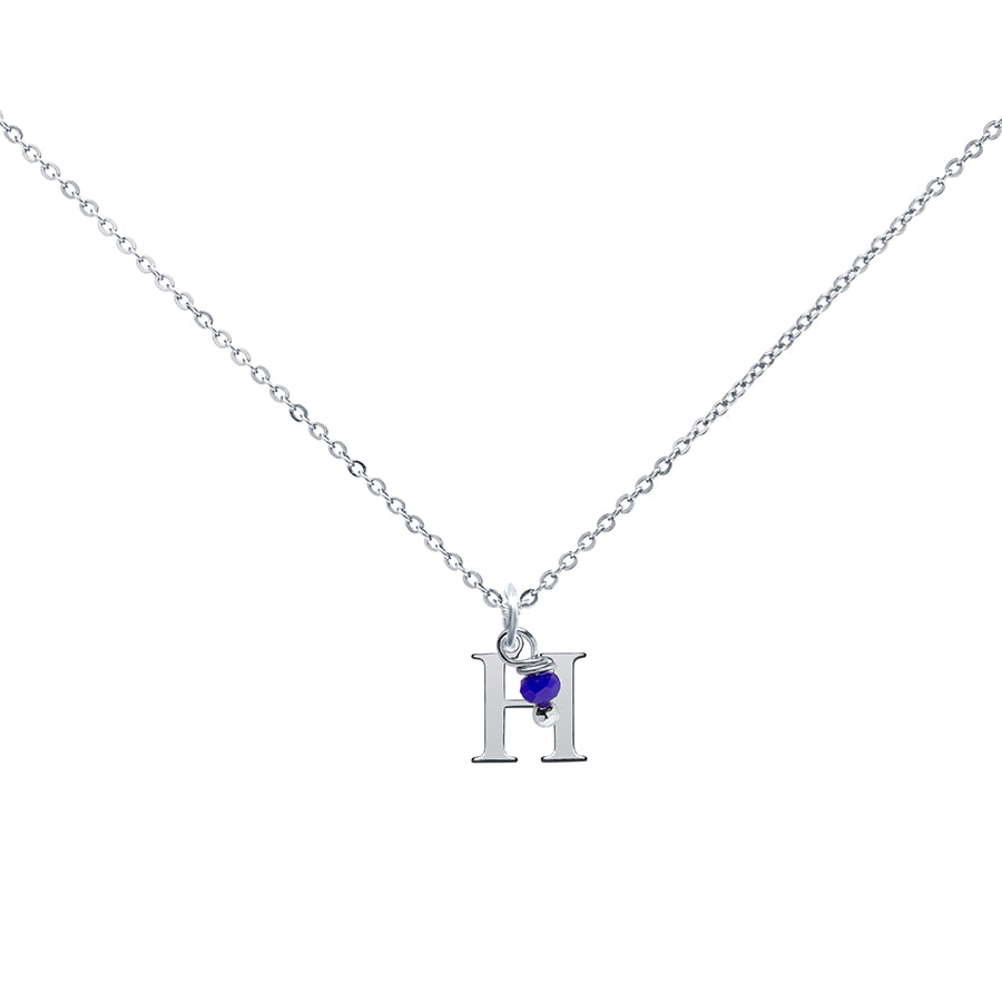 Colgante Charm Azul de Acero con Inicial Grabada