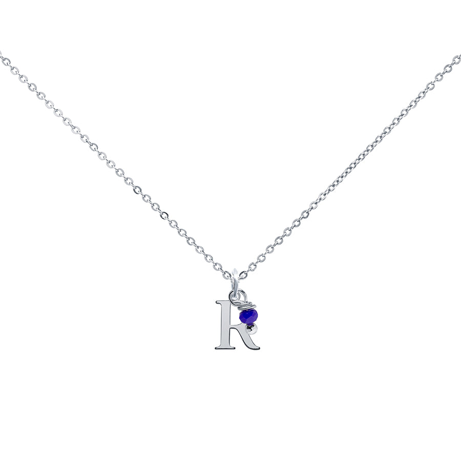 Colgante Charm Azul de Acero con Inicial Grabada