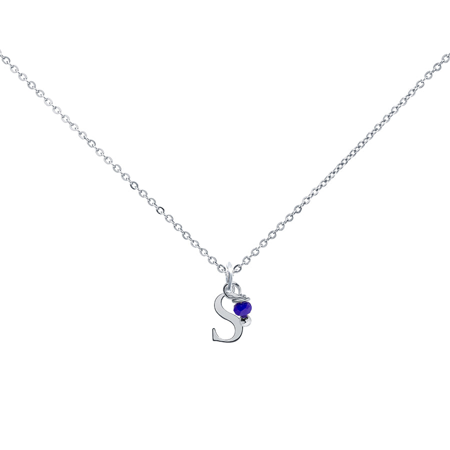 Colgante Charm Azul de Acero con Inicial Grabada
