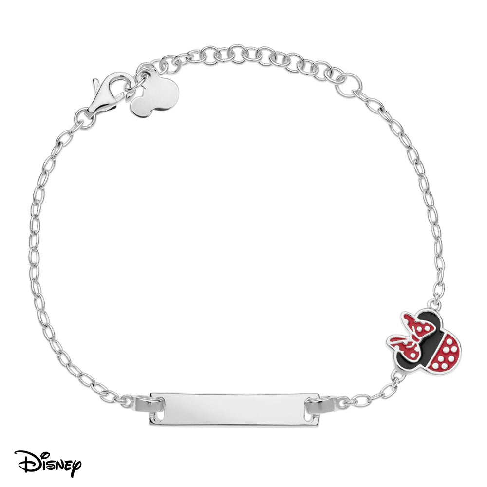 Pulsera Personalizable Minnie Esmalte Disney Plata