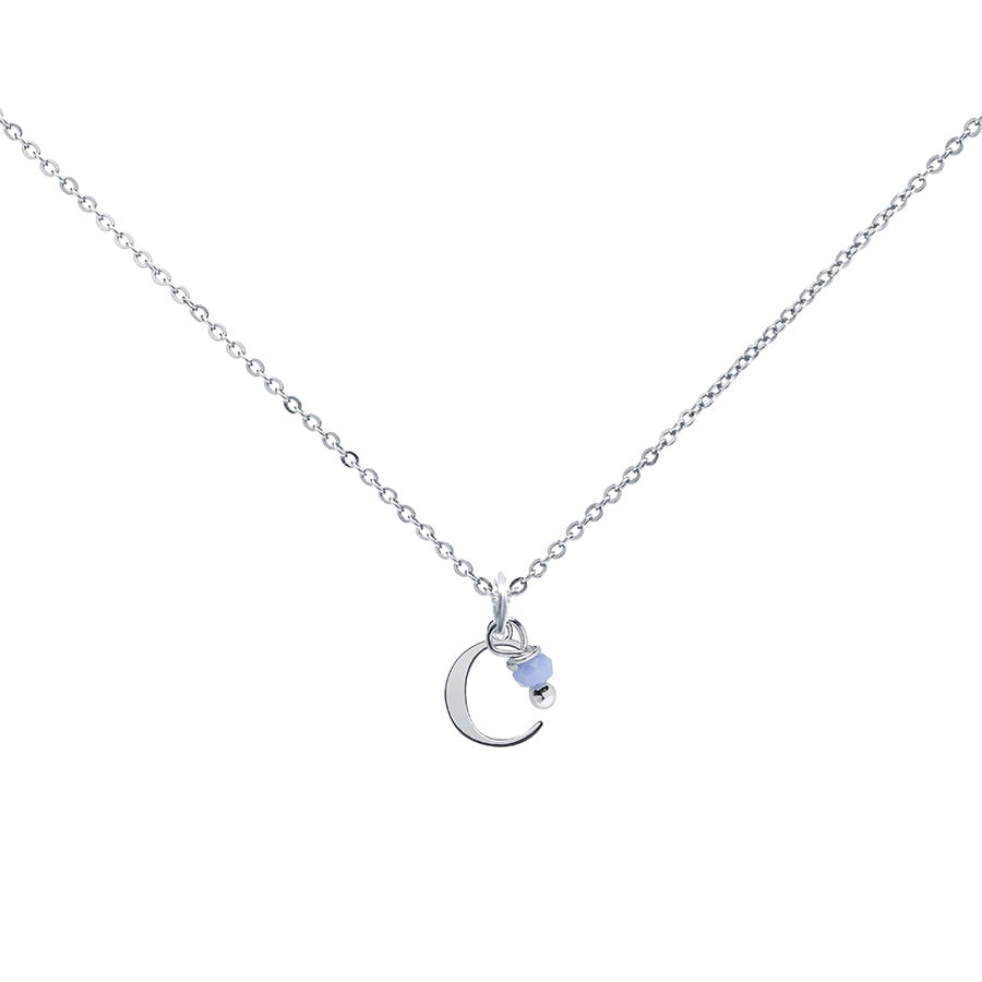 Colgante Charm Celeste de Acero con Inicial Grabada
