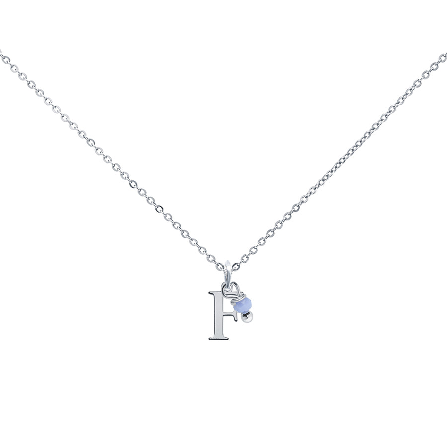 Colgante Charm Celeste de Acero con Inicial Grabada