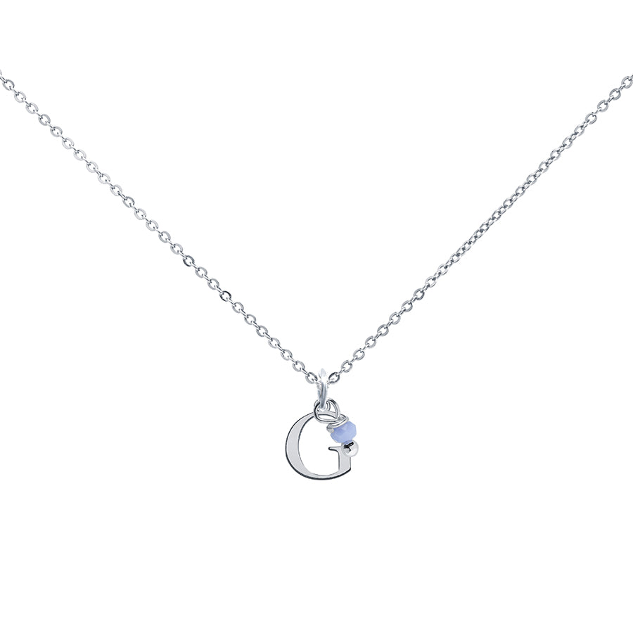 Colgante Charm Celeste de Acero con Inicial Grabada