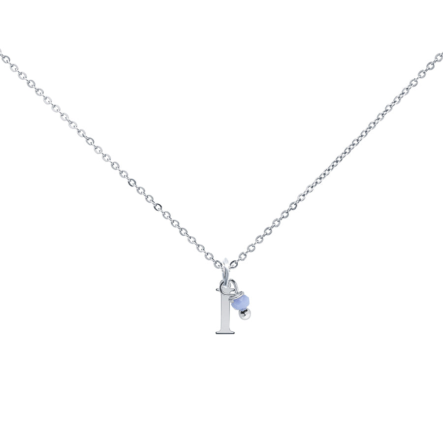 Colgante Charm Celeste de Acero con Inicial Grabada