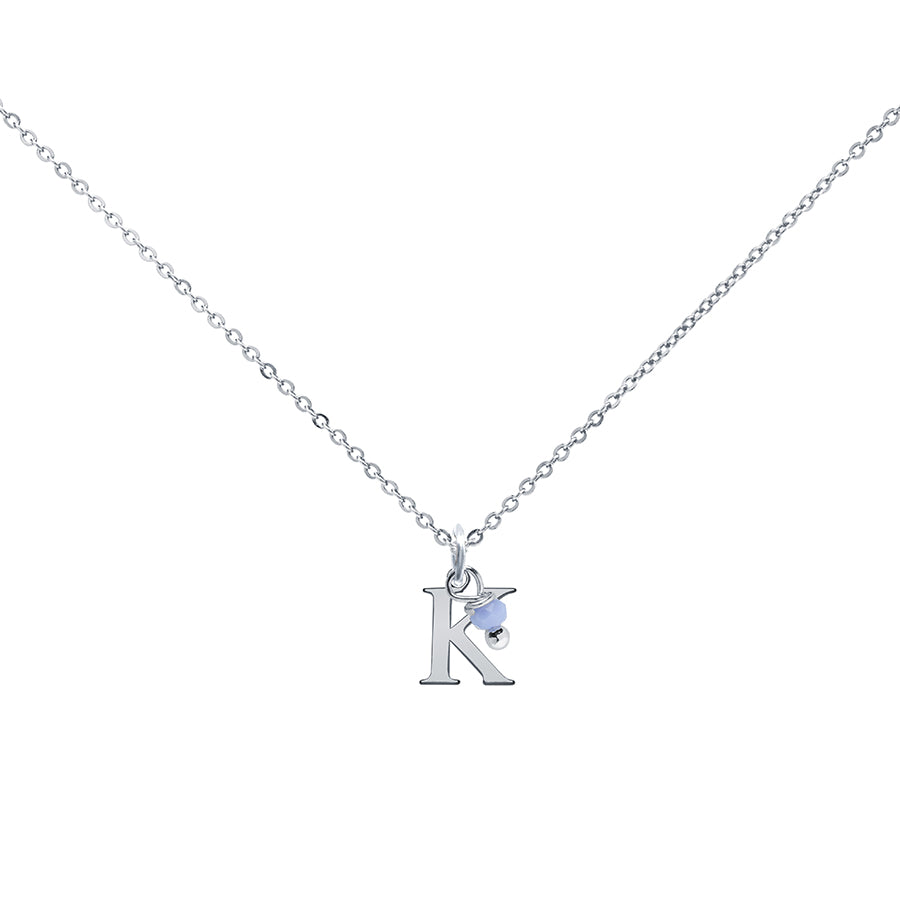 Colgante Charm Celeste de Acero con Inicial Grabada