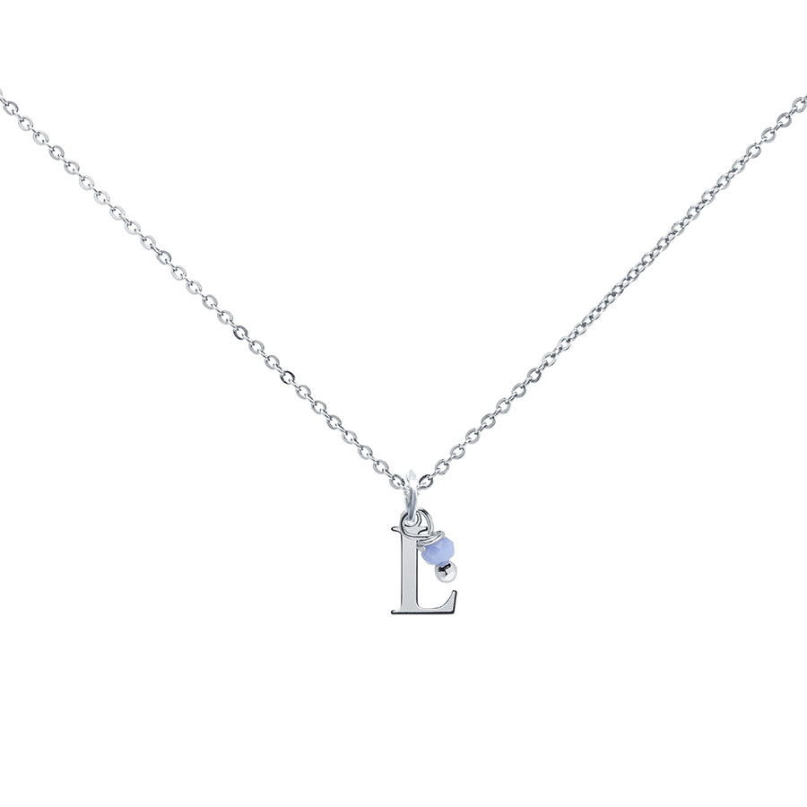 Colgante Charm Celeste de Acero con Inicial Grabada