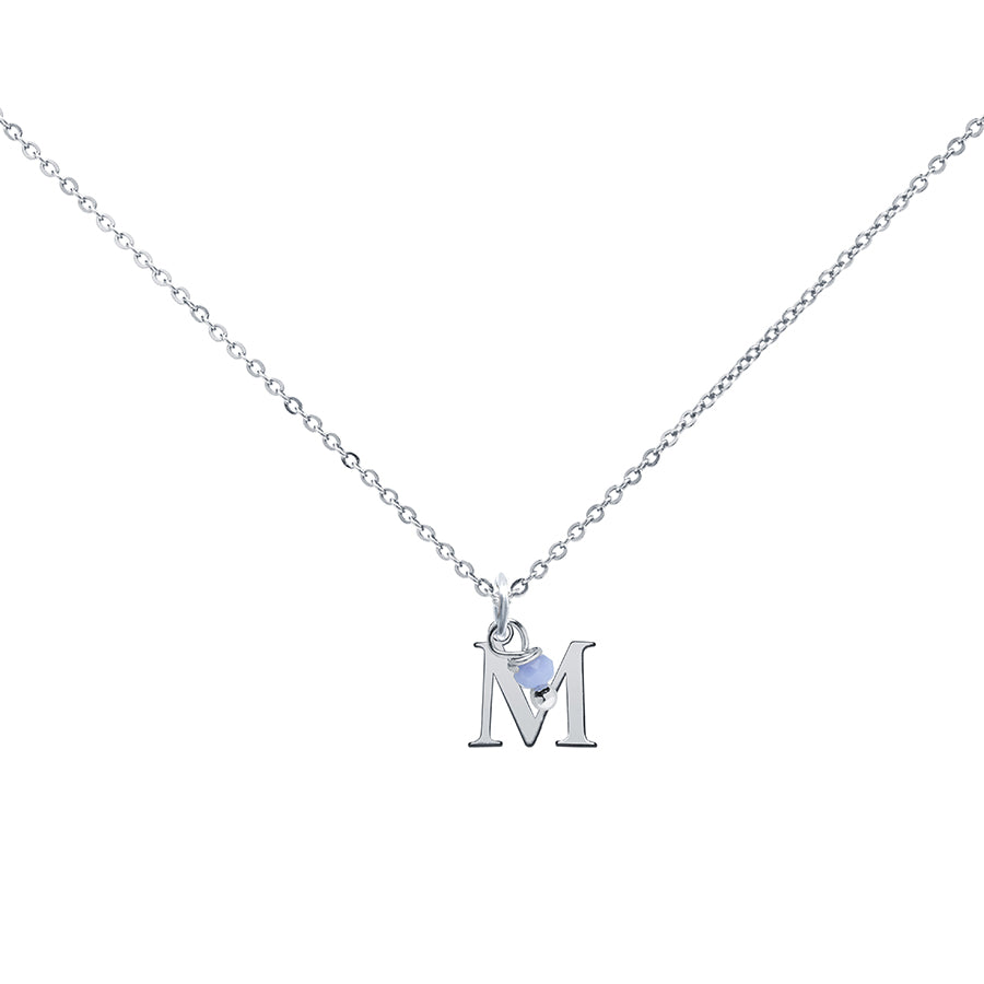 Colgante Charm Celeste de Acero con Inicial Grabada
