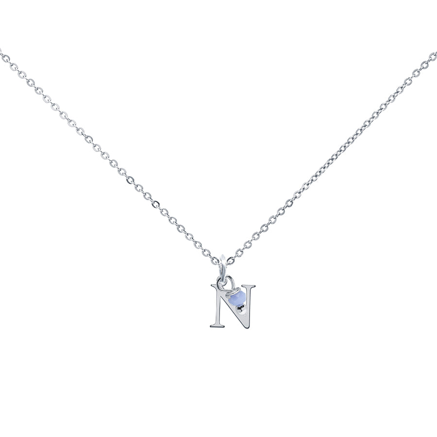 Colgante Charm Celeste de Acero con Inicial Grabada