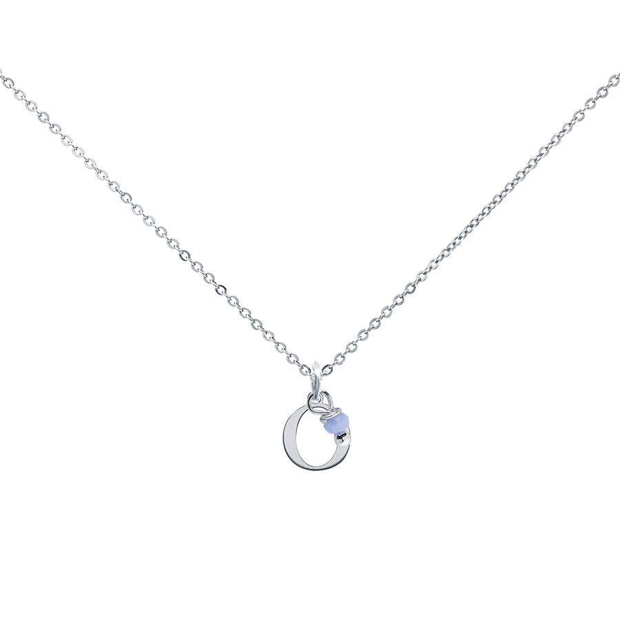 Colgante Charm Celeste de Acero con Inicial Grabada