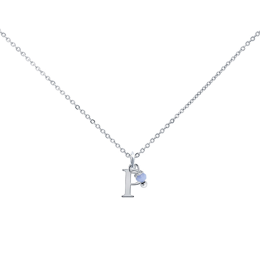 Colgante Charm Celeste de Acero con Inicial Grabada