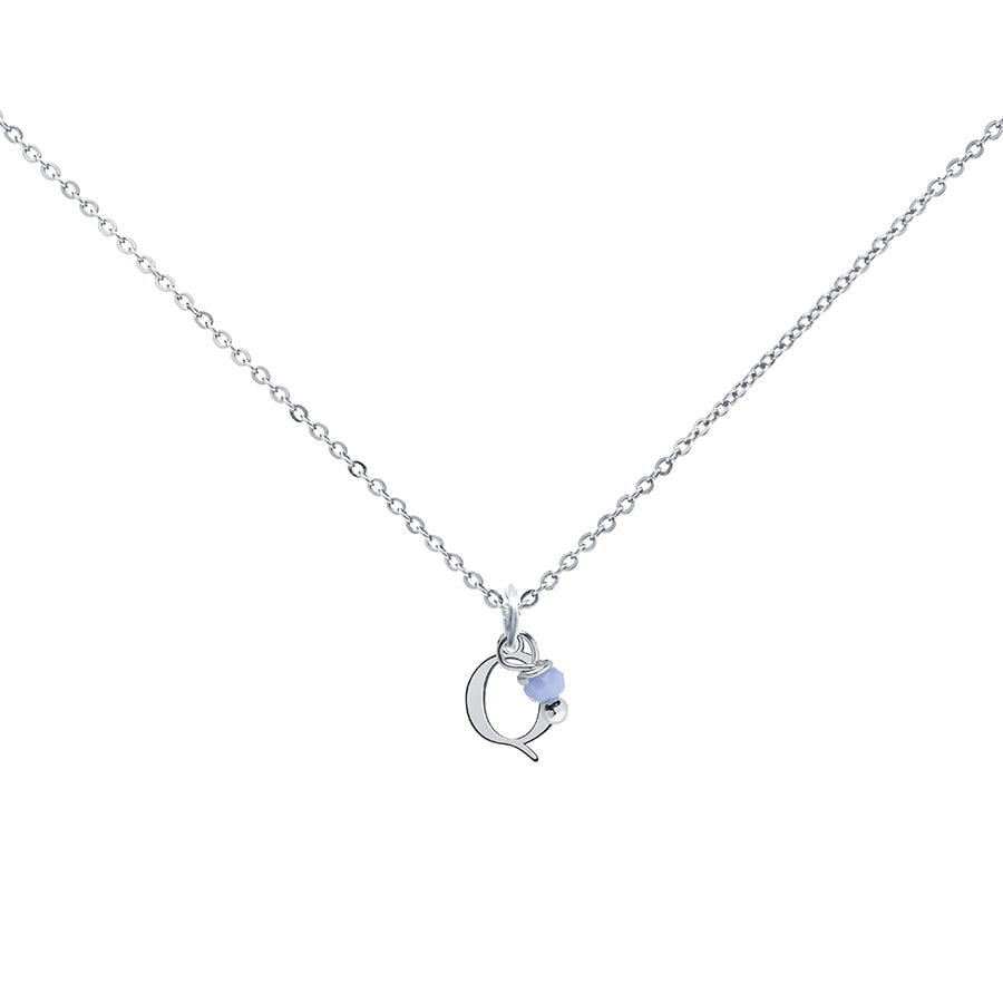Colgante Charm Celeste de Acero con Inicial Grabada