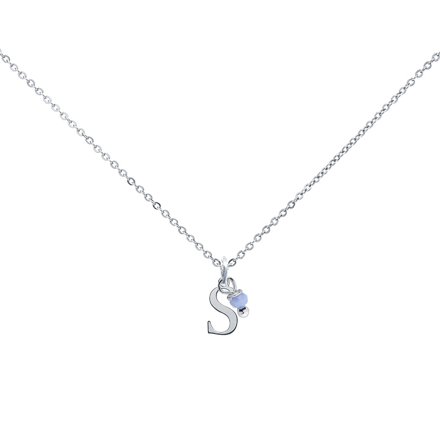Colgante Charm Celeste de Acero con Inicial Grabada