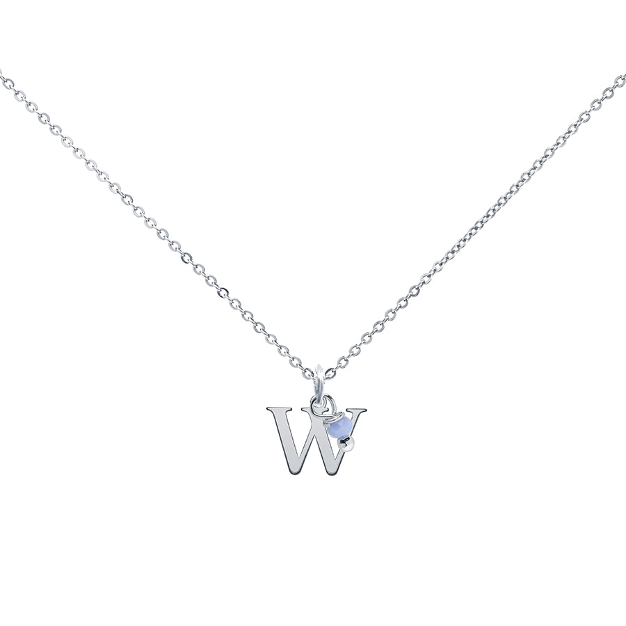 Colgante Charm Celeste de Acero con Inicial Grabada