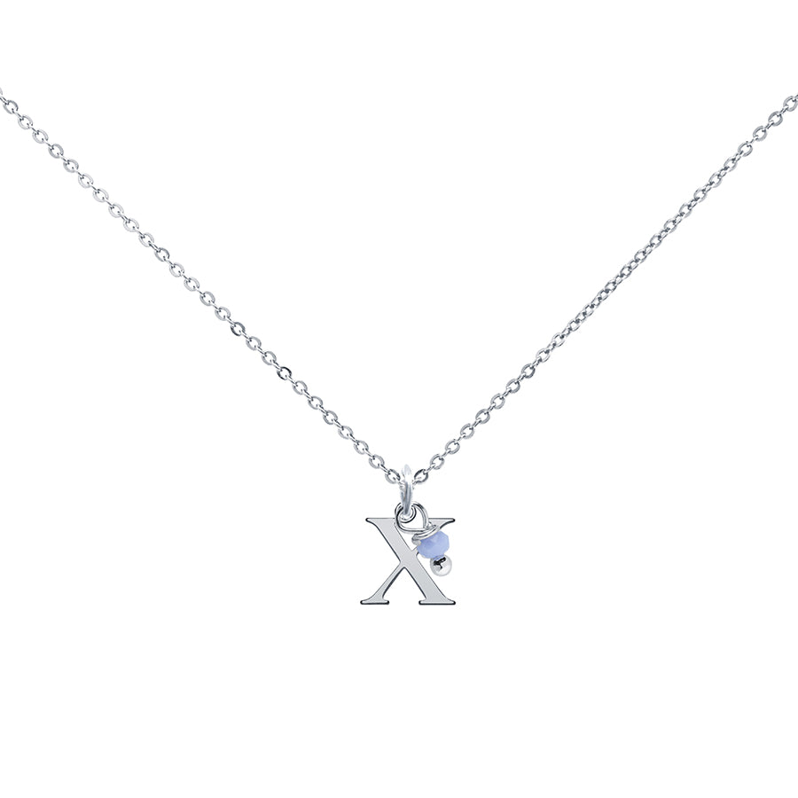 Colgante Charm Celeste de Acero con Inicial Grabada