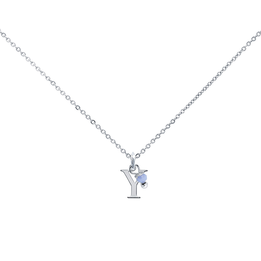 Colgante Charm Celeste de Acero con Inicial Grabada