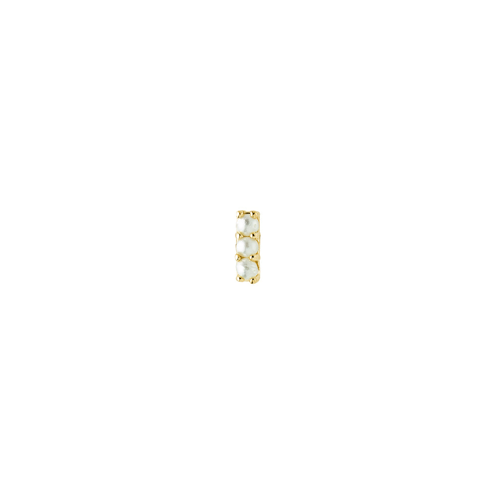 Pendientes Labret de Oro 9K con 3 Perlas
