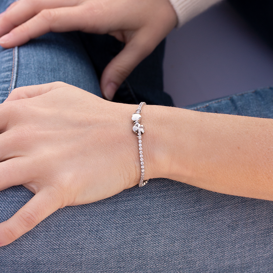 Pulsera Clip Love de Plata 925 con Circonitas