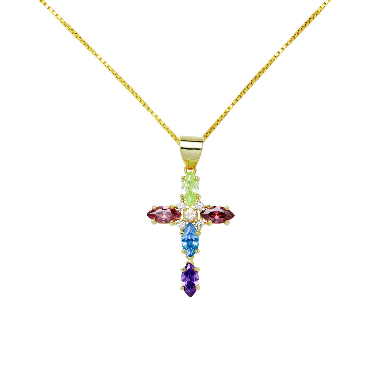 Collar Cruz Colores Lilas de Plata 925