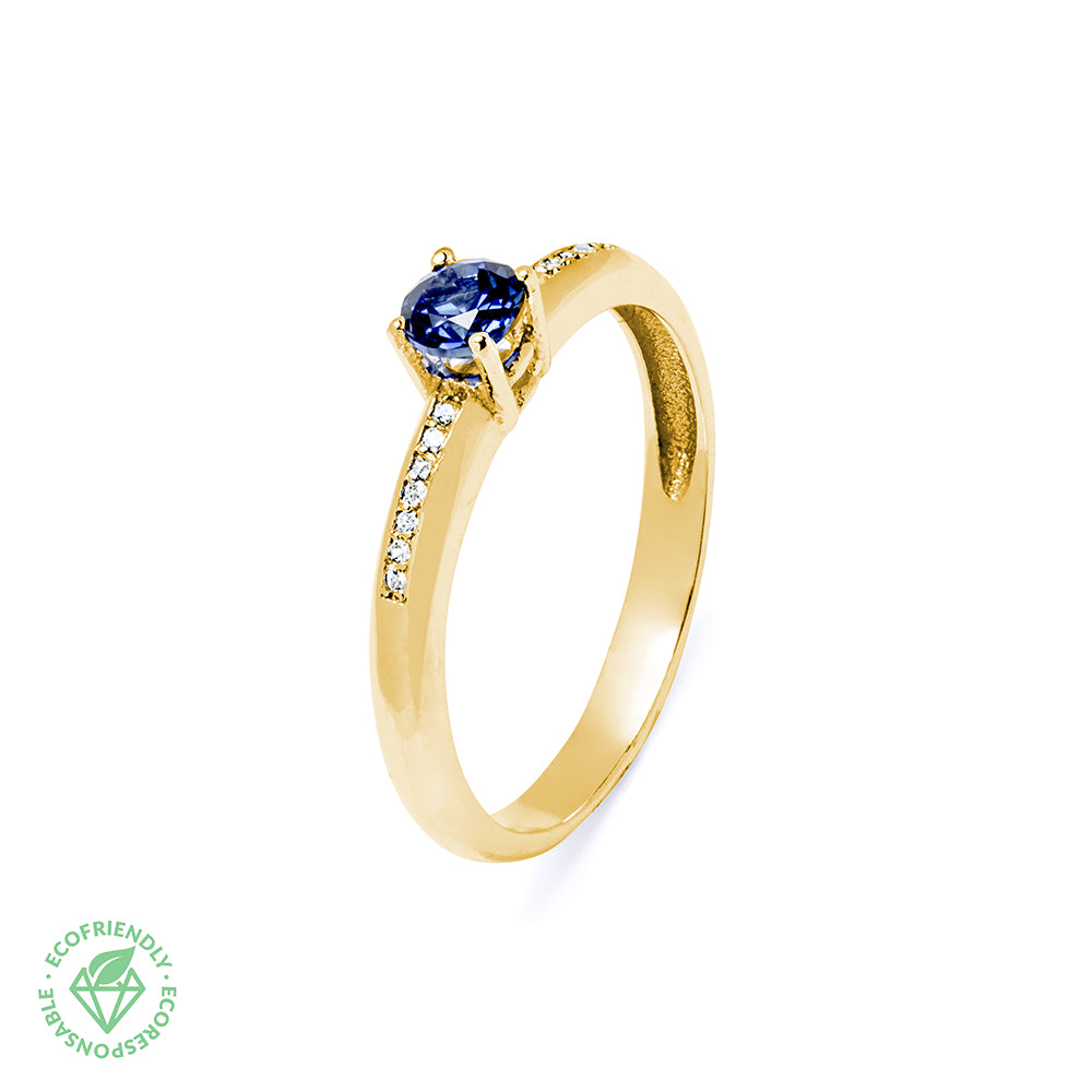 Anillo Hera de Oro con Diamantes y Zafiro