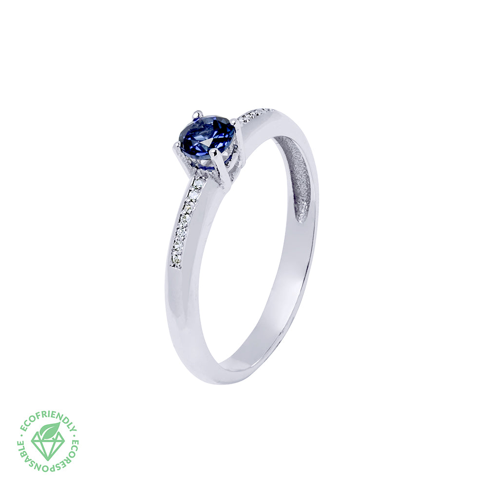 Anillo Hera de Oro con Diamantes y Zafiro