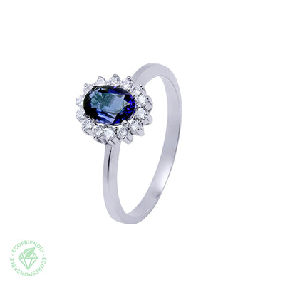 Anillo Diamantes y Zafiro 1,0ct. Atenea