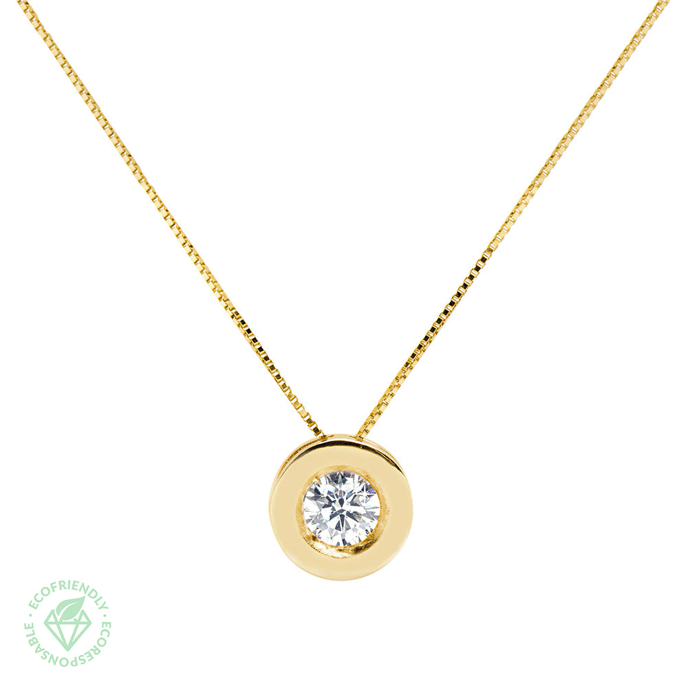 Cadena y Colgante Bisel Diamante 0,25ct.