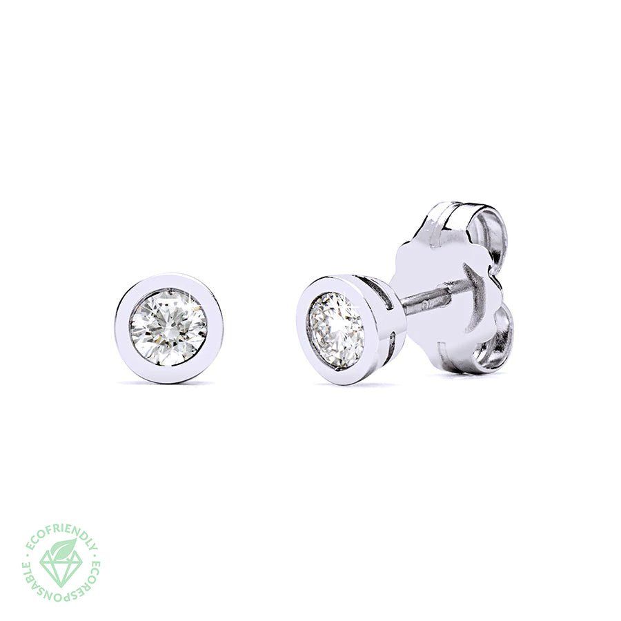 Aretes Diamantes de Laboratorio de Oro con Bisel