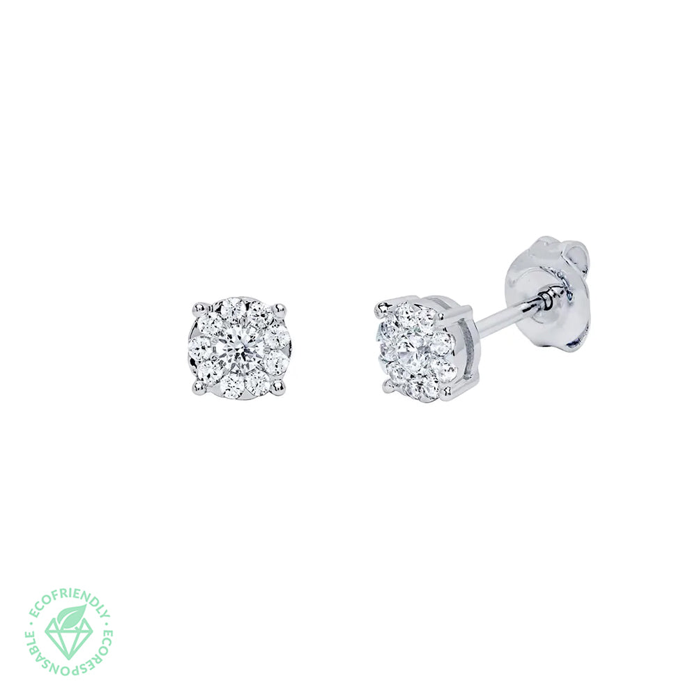 Pendientes Diamantes Creados Rosetón Medio