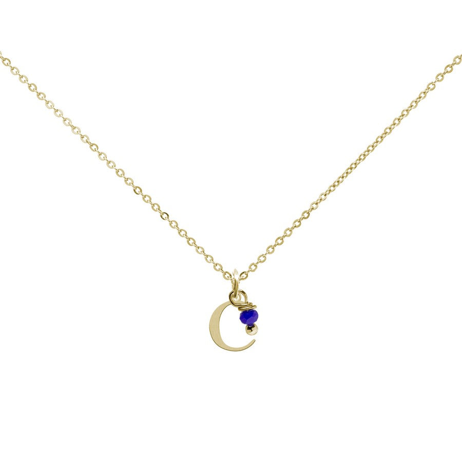 Colgante Charm Azul de Acero con Inicial Grabada