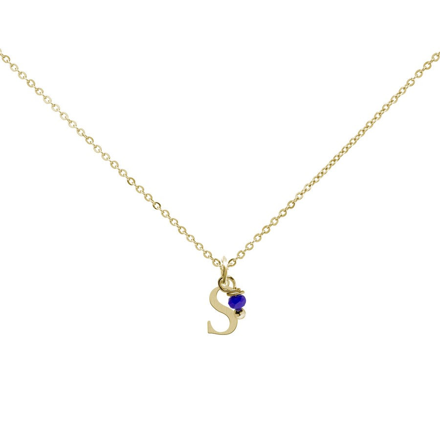 Colgante Charm Azul de Acero con Inicial Grabada