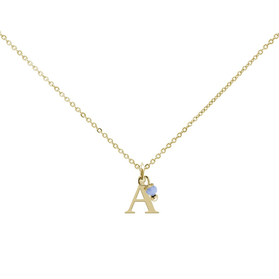Colgante Charm Celeste de Acero con Inicial Grabada
