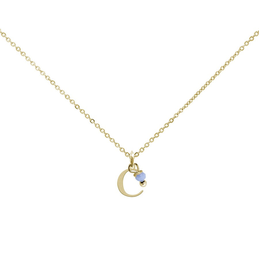 Colgante Charm Celeste de Acero con Inicial Grabada