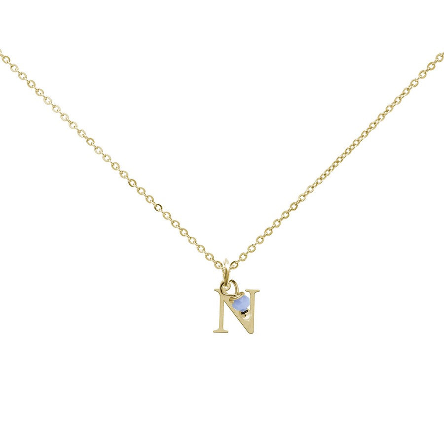 Colgante Charm Celeste de Acero con Inicial Grabada