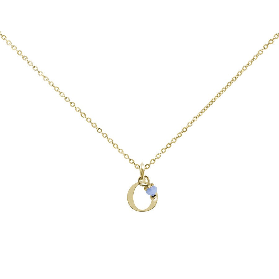 Colgante Charm Celeste de Acero con Inicial Grabada