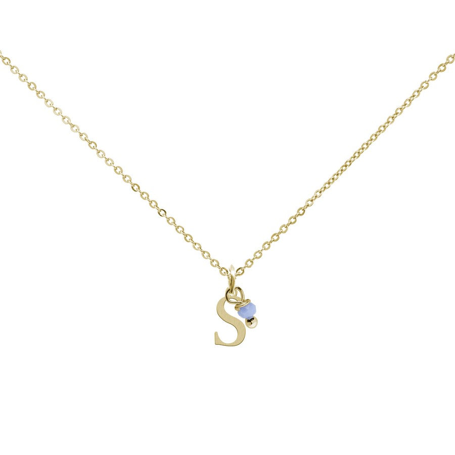 Colgante Charm Celeste de Acero con Inicial Grabada