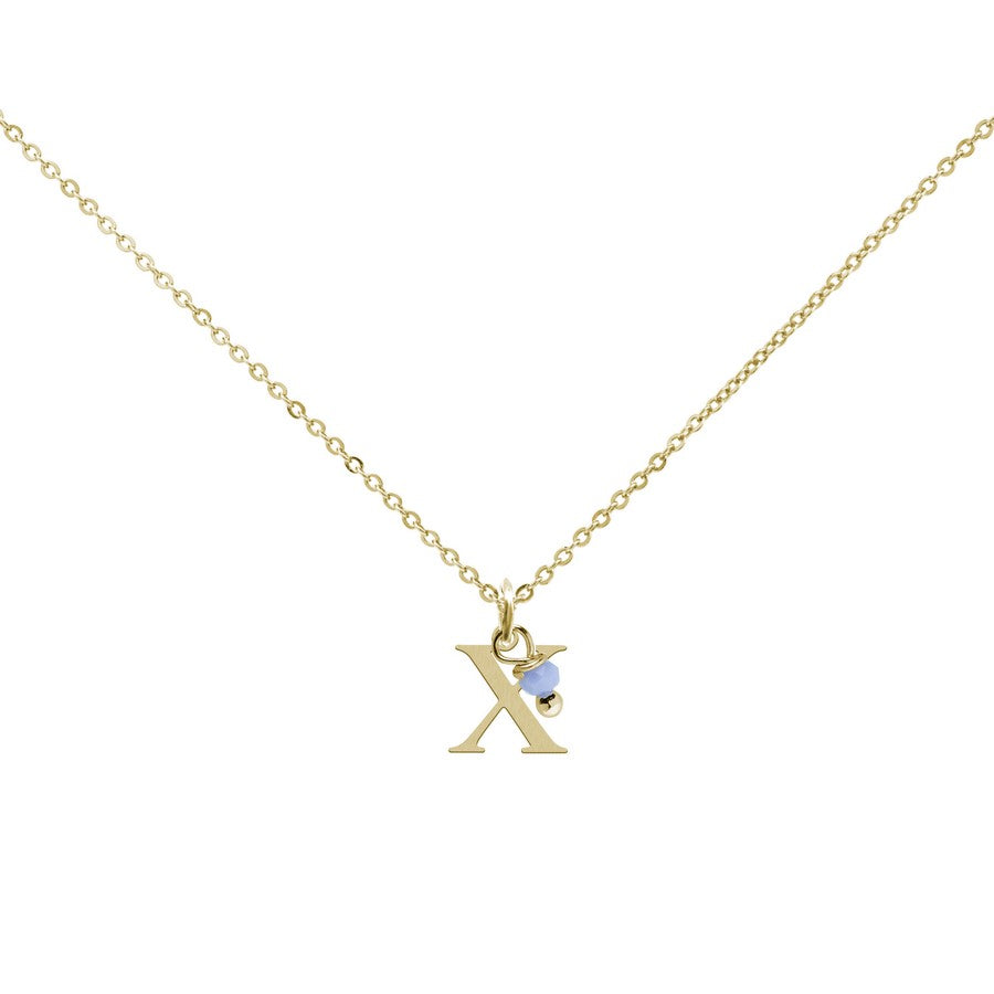 Colgante Charm Celeste de Acero con Inicial Grabada