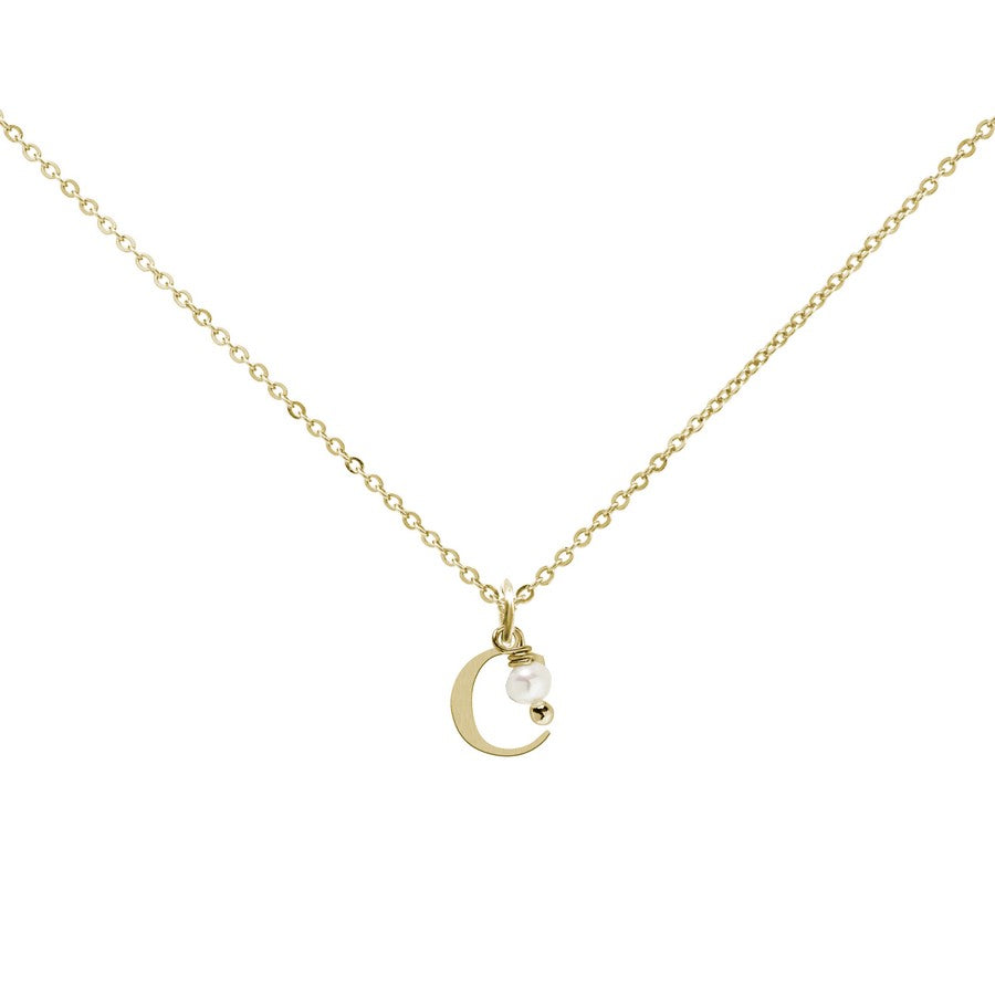 Colgante Charm Perla de Acero con Inicial Grabada