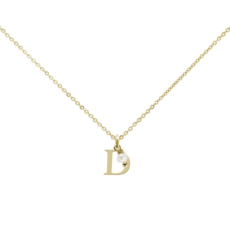 Colgante Charm Perla de Acero con Inicial Grabada
