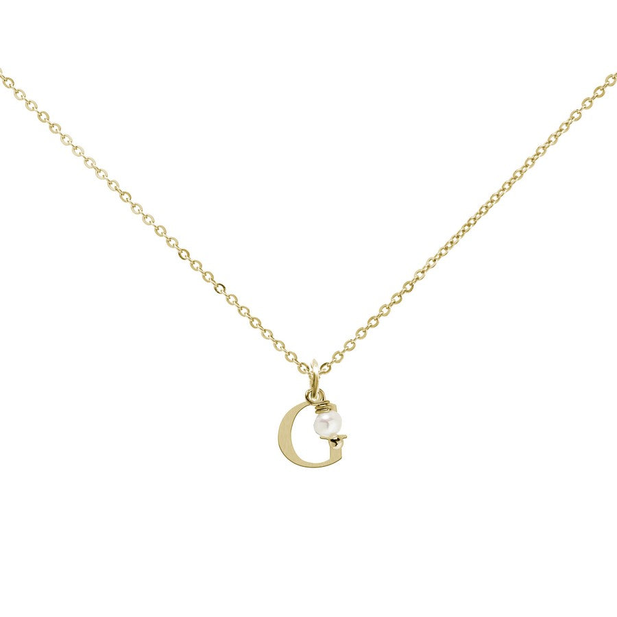 Colgante Charm Perla de Acero con Inicial Grabada